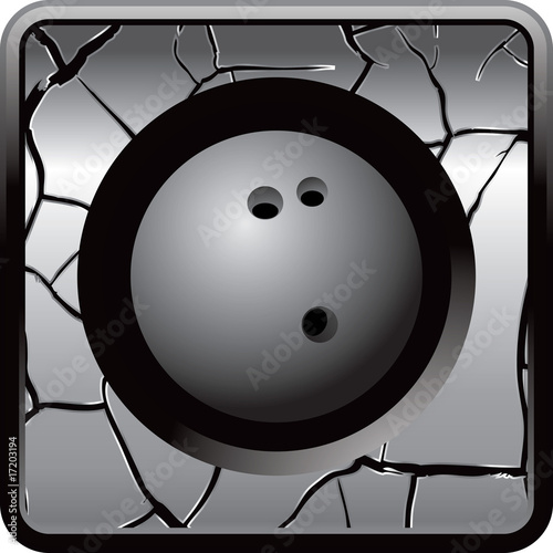 "Bowling ball on silver cracked web icon" Stock image and royaltyfree