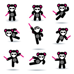 Set of nine ninja bears. © CallahanLounge