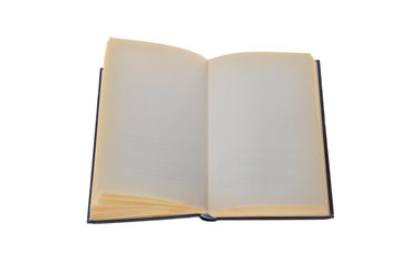 Open Old Book With Blank Pages, Isolated on White
