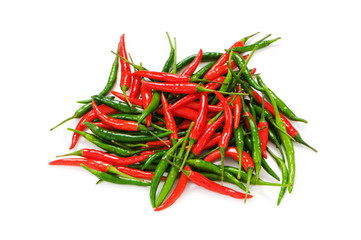 Red chili peppers isolated on the white