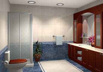 Fototapeta na wymiar Modern 3D bathroom