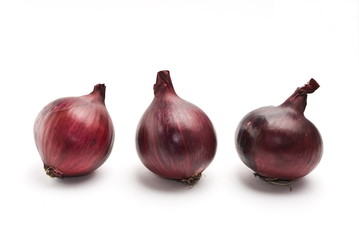 Three red onions