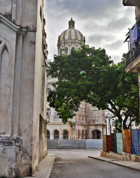 Havana street and revolution palace