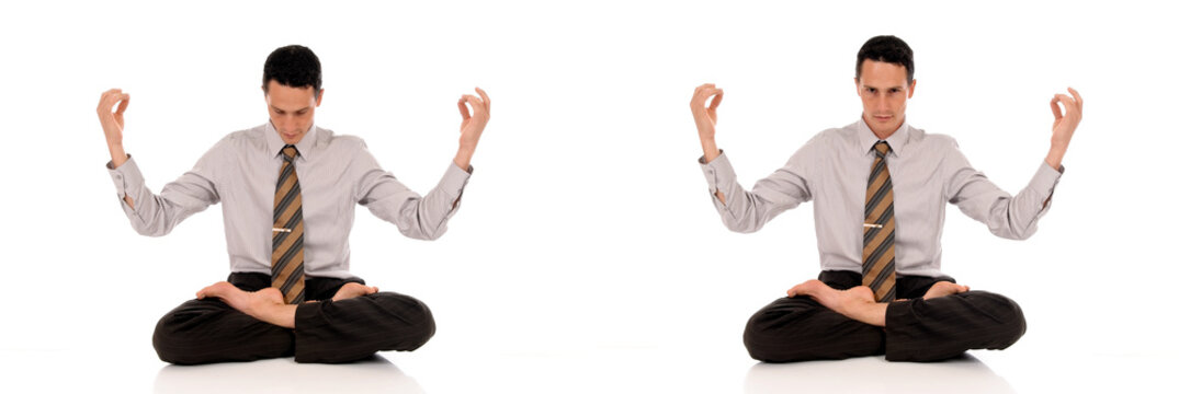Businessman meditating yoga