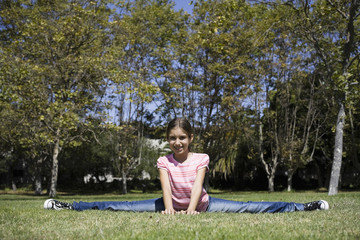 Tween Girl Doing Gymnastics