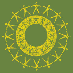 People on the earth show idea of ecology, connection, peace