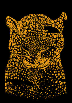 Vector background with wild leopard
