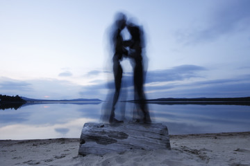 blue hour at Lake Femund with a moving couple