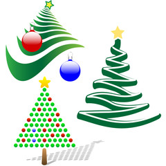 Set of 3 Merry Christmas Tree Design Elements