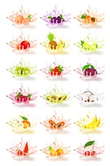 yoghurt with fresh fruit on a background for design