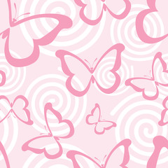 pink butterflies on pink background with spiral