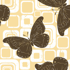 brown butterflies on beige background
