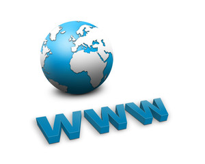 www letters and a world globe