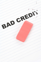 Fototapeta premium eraser and word bad credit
