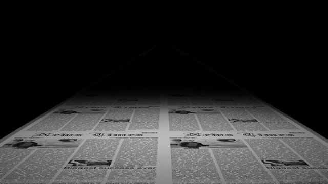 Newspaper press printing, seamless loop, 6 seconds
