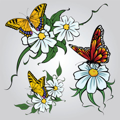 Selection of sketches tattoo tribal - camomile flowers
