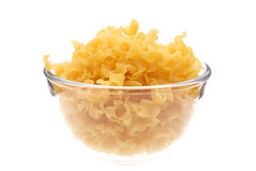 macaroni in vase on white background