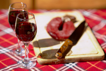 Two glasses of red wine