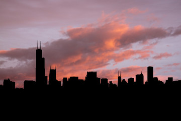 Fototapeta na wymiar Chicago skyline at sunset