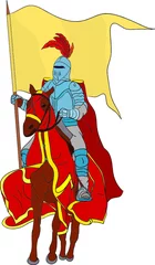Glasschilderij Ridders vector - ridder op paard geïsoleerd op background