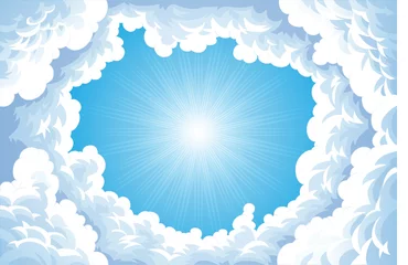 Photo sur Plexiglas Ciel Soleil dans le ciel avec des nuages.