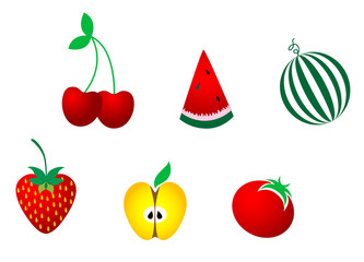 Icons of fresh fruits