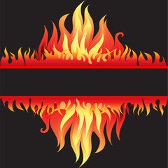 Vector beautiful frame background with fire