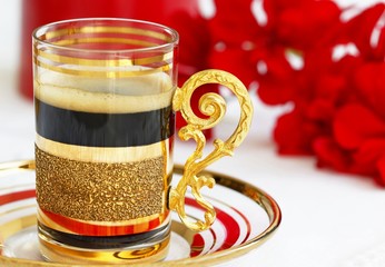 Ancient luxury glass with coffee
