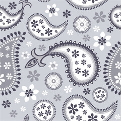Seamless grey paisley pattern