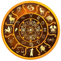 Horoskopscheibe mit Sternzeichen Symbolen