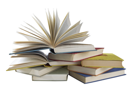 Pile of vintage books, isolated,clipping path