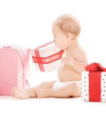 baby boy with gifts