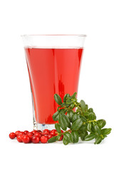 Fresh cowberry and berry juice glass