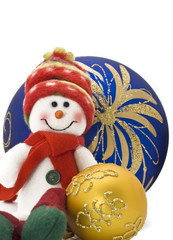 Cuddly Christmas decoration toy with colorful New Year Balls