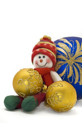 Cute Christmas toy with three colorful New Year Balls