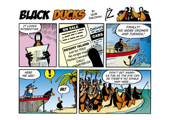 Fototapeta na wymiar Black Ducks Comic Strip episode 25