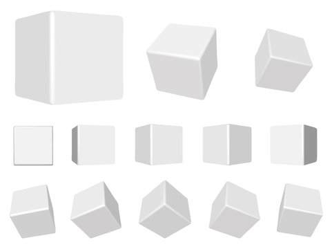 vector white 3d cubes