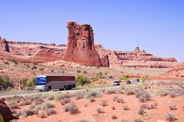 Blue skies and Sunny day at Arches Canyon, Utah. USA