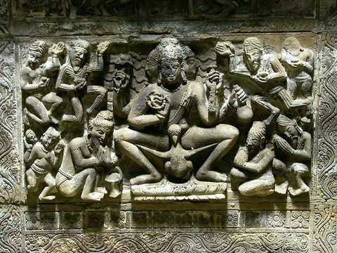 Indian temple architecture, Roof decor in Aihole hindu temple, Karnataka, India