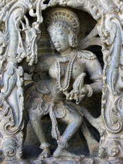 Indian temple architecture, Stone sculptures of Hoysala architecture, Belur, India