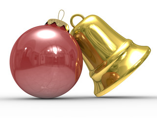 christmas decoration on white background. Isolated 3D image