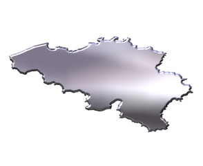 Fototapeta premium Belgium 3D Silver Map