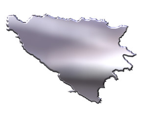 Bosnia and Herzegovina 3D Silver Map