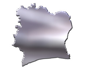 Ivory Coast 3D Silver Map