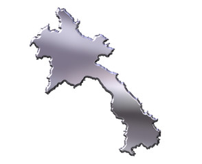 Obraz premium Laos 3D Silver Map