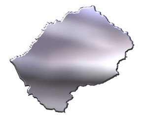 Lesotho 3D Silver Map
