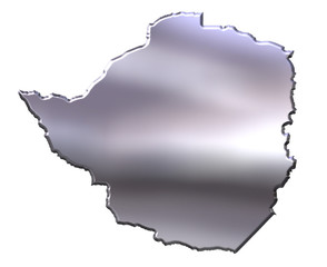 Fototapeta premium Zimbabwe 3D Silver Map