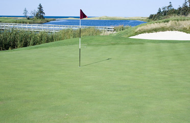 Obraz premium Golf flag and green