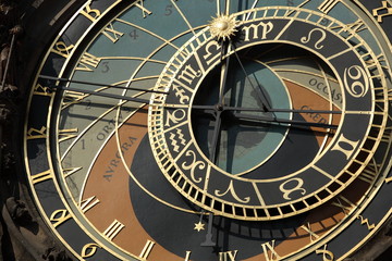 Old astronomical clock in Prague, Czech Republic.