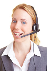 Frau mit Headset